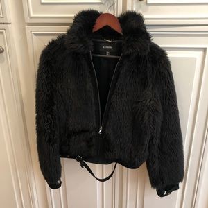 Express Black Faux Fur Jacket